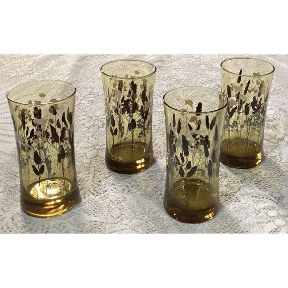 Set Of 4 Vintage Federal Interlude Highball Hourglass Drinking Glasses 12 Ounces - Picture 4 of 9